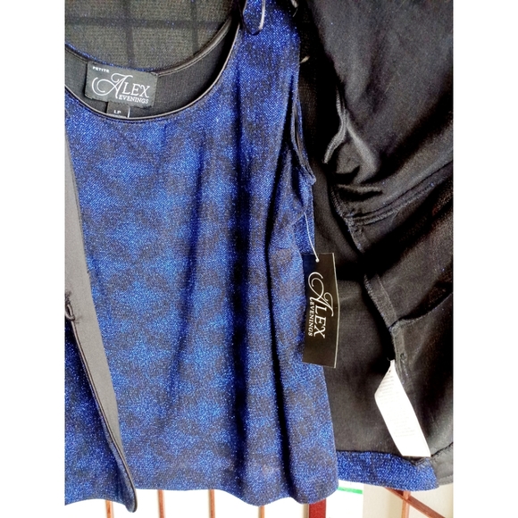 Alex Evenings 1 Button Glitter Twinset - Blk/Royal - Picture 9 of 15